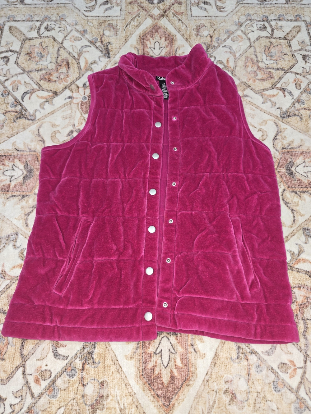 Rafaella Velvet Puffer Vest in Fuchsia